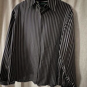 Ralph Lauren  woman Black and White Striped Silk Button-Up Shirt